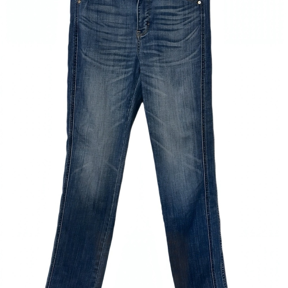 White House Black Market Size 6 High Rise Straight Leg Jeans Side Panel Detail